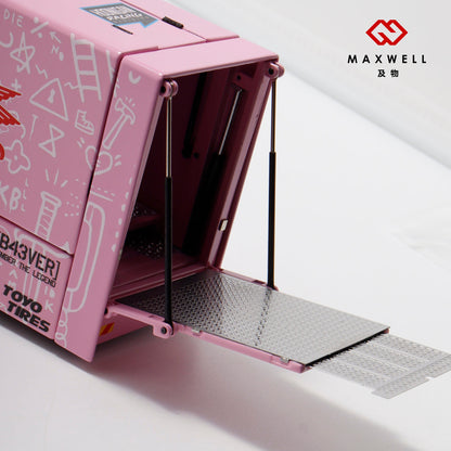 Maxwell 1/64 Scania S-Series S730 V8 Double Layers Enclosed  Gull Wings Transporter Lorry Truck Livery Ken Block Hoonigan #43 Pink Pig