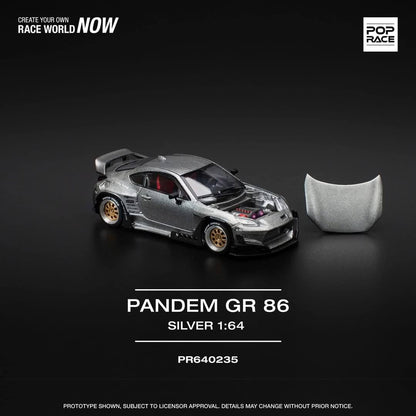Pop Race 1:64 Toyota PANDEM GR86 ZN8 2022 ROCKET BUNNY Openable Front Hood Detailed Engine (PR640235)