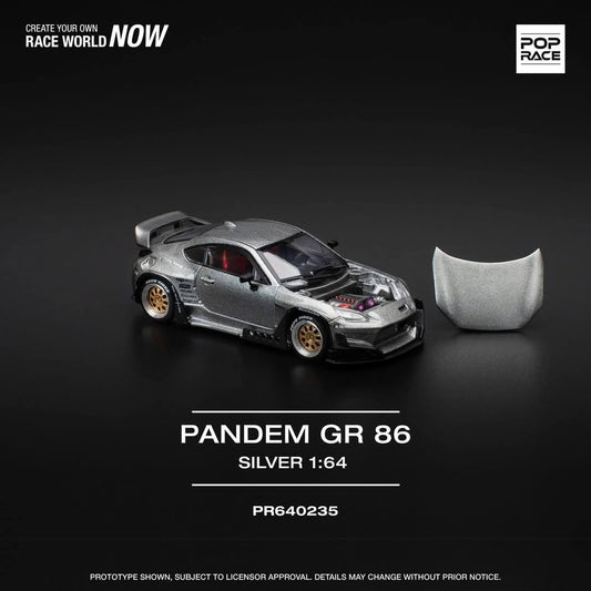 Pop Race 1:64 Toyota PANDEM GR86 ZN8 2022 ROCKET BUNNY Openable Front Hood Detailed Engine (PR640235)
