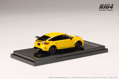 Hobby Japan 1/64 Honda CIVIC TYPE R FL5 Racing Black Package 2025 Yellow Honda Official Licensed