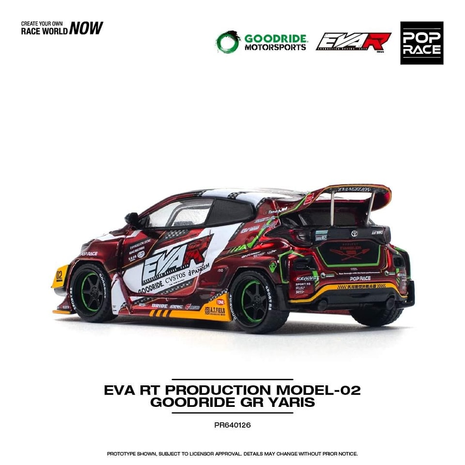 Pop Race 1:64 Toyota EVA RT Production Model-02 Goodride GR Yaris Pandem Rocket Bunny Custom Chrome Red (PR640126)