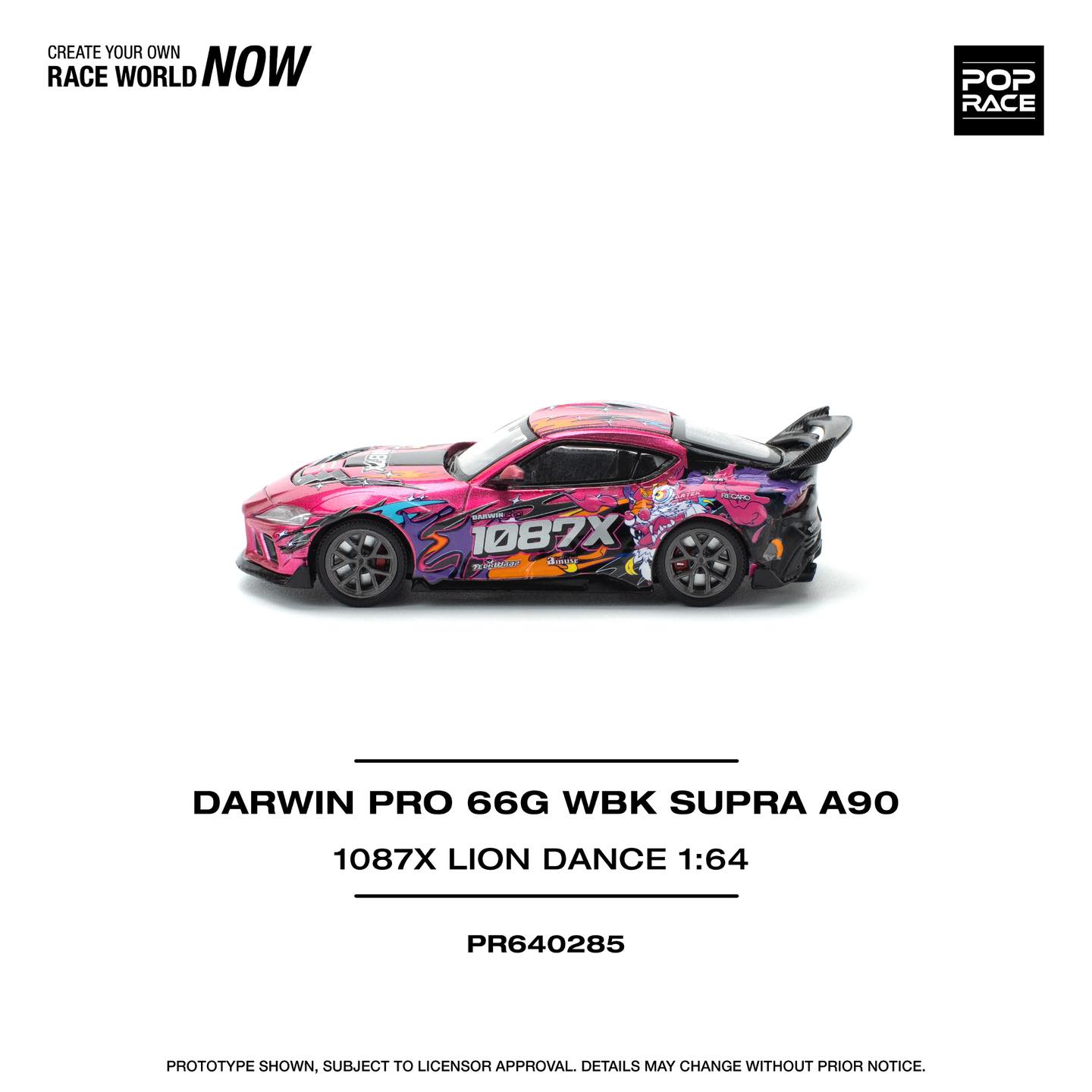 Pop Race 1:64 Toyota Supra A90 Darwin Pro 66G WBK 1087 X Lion Dance (PR640285)
