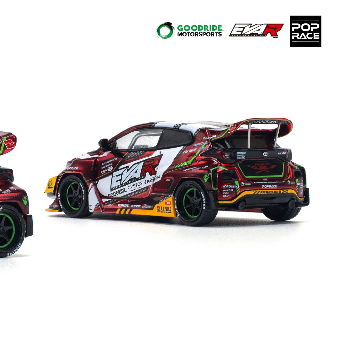 Pop Race 1:64 Toyota EVA RT Production Model-02 Goodride GR Yaris Pandem Rocket Bunny Custom Chrome Red (PR640126)