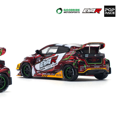 Pop Race 1:64 Toyota EVA RT Production Model-02 Goodride GR Yaris Pandem Rocket Bunny Custom Chrome Red (PR640126)