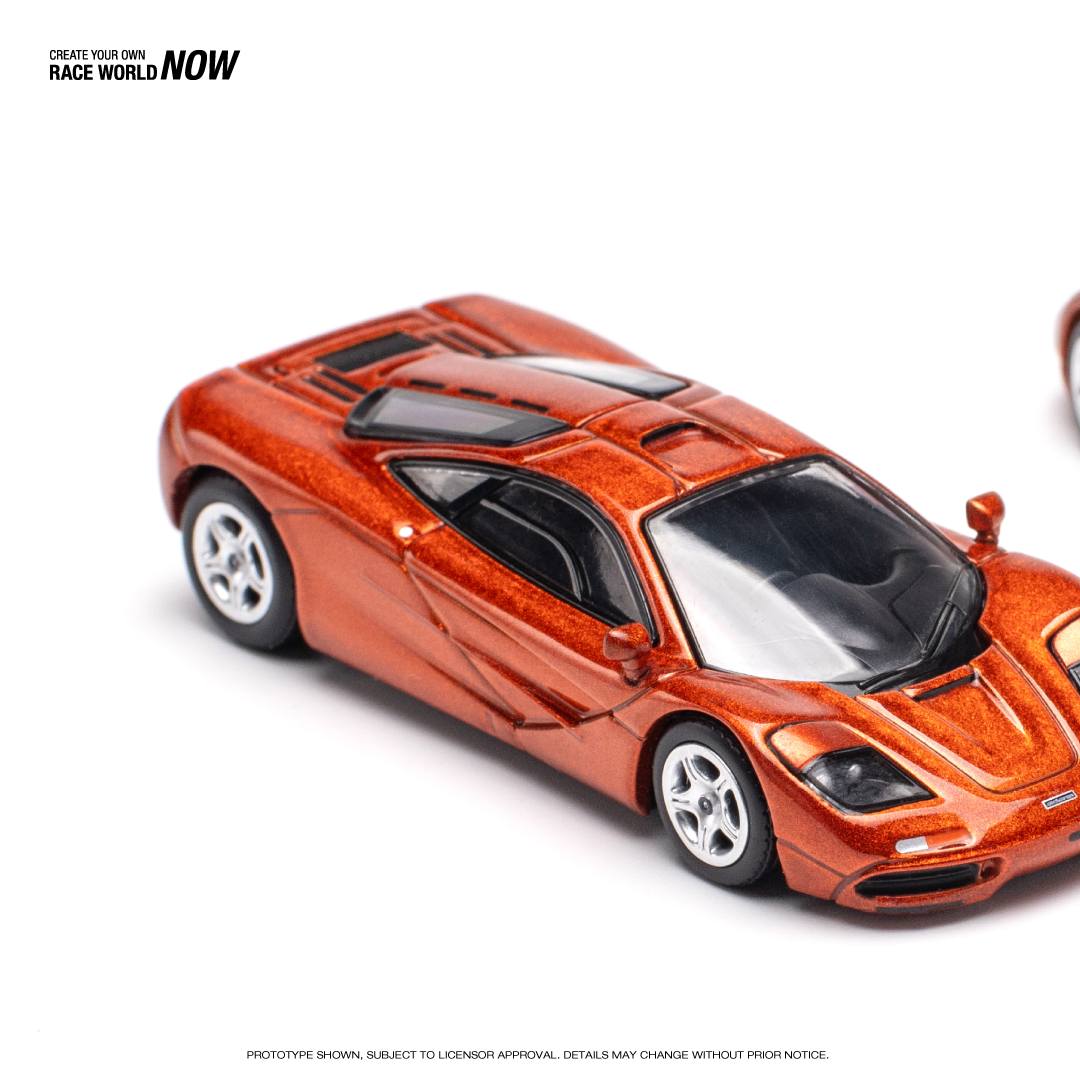 Pop Race 1:64 McLaren F1 Orange Opening Rear Hatch Detailed Engine (PR640092)