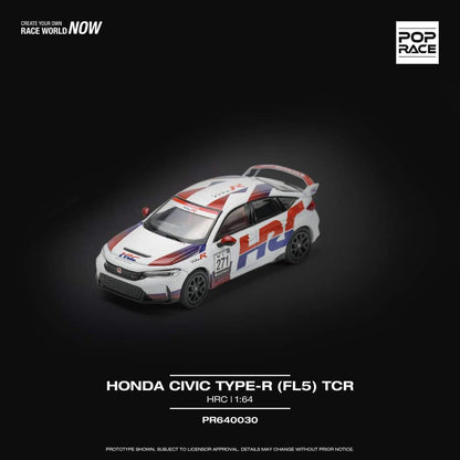 Pop Race 1:64 Honda CIVIC Type-R FL5 White HRC Opening Front Hood Detailed Engine (PR640030)