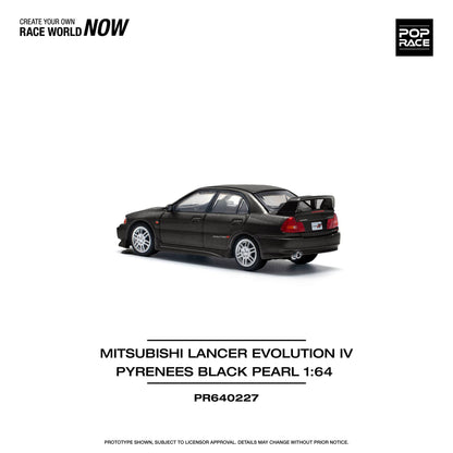 Pop Race 1:64 Mitsubishi Lancer Evolution IV Pyrenees Black Pearl Opening Front Detailed Engine (PR640227)