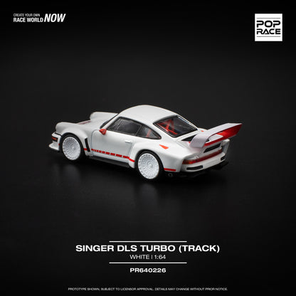 Pop Race 1:64 Porsche 911 Singer DLS Turbo (964) Track Edition White with Orange Strips (PR640226)