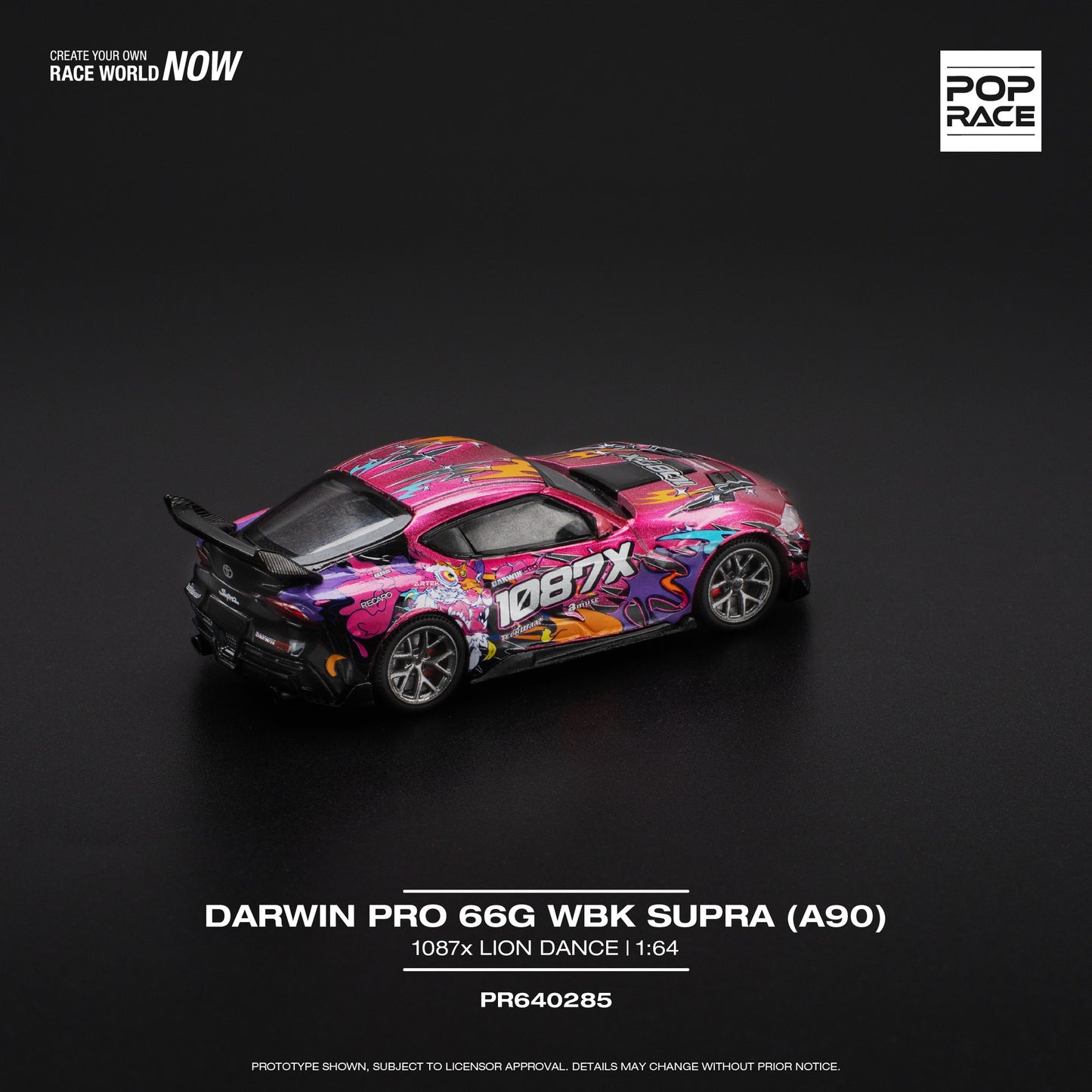 Pop Race 1:64 Toyota Supra A90 Darwin Pro 66G WBK 1087 X Lion Dance (PR640285)