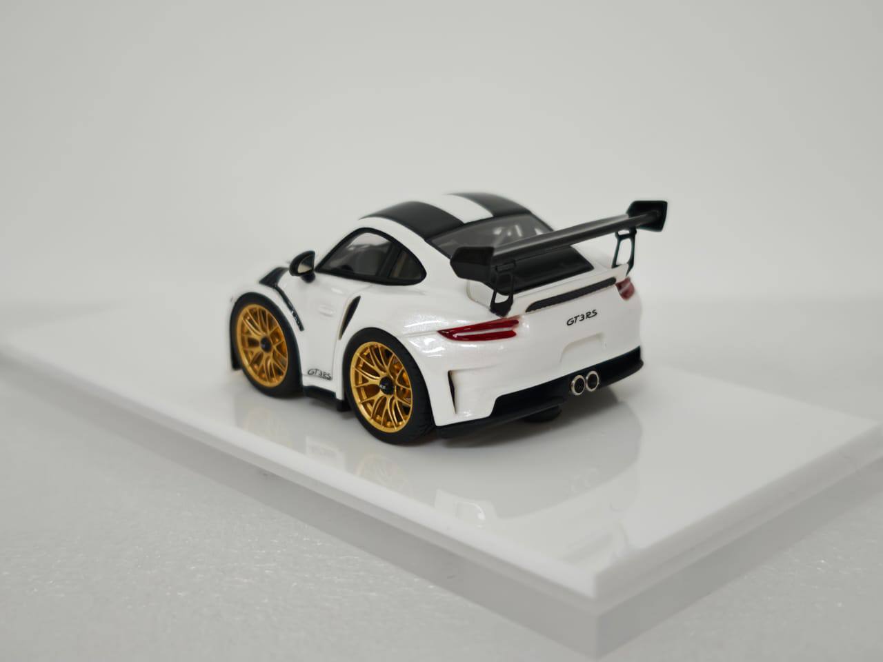 [Premium Resin Model] YM Model X MiniCrafisman 1:64 Porsche 992 GT3 RS White with Black Stripes Cute Egg Car (Full Interiors Rolling Cage Metal Exhausts Glossy Paint) Limited to 150 Pieces (Copy)
