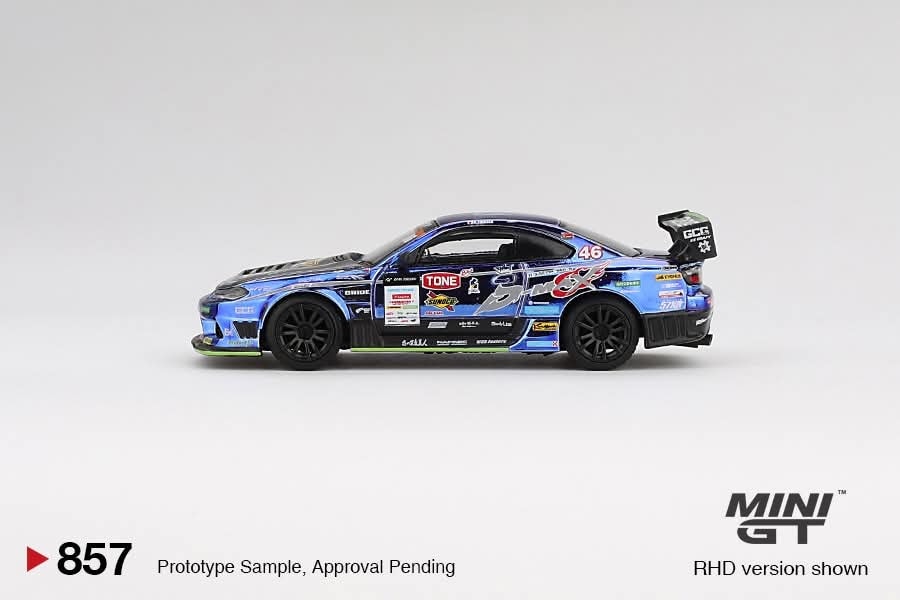 Mini GT 1:64 Nissan Silvia S15 D-MAX #46 D-MAX Racing 2023 D1 Japanese Version in Blister Packaging (MGT00857-BL)