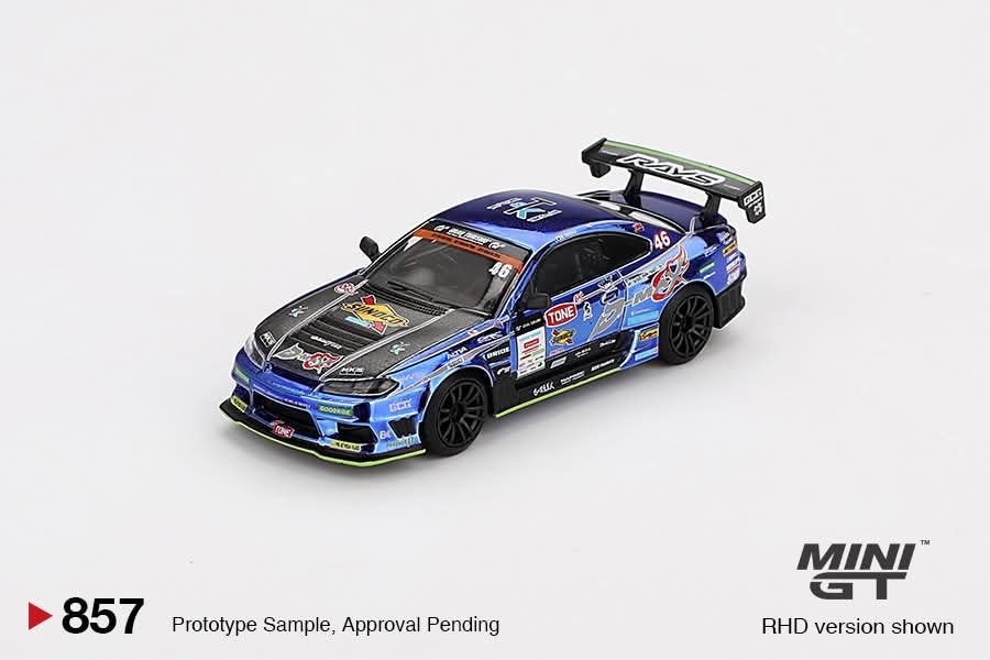 Mini GT 1:64 Nissan Silvia S15 D-MAX #46 D-MAX Racing 2023 D1 Japanese Version in Blister Packaging (MGT00857-BL)