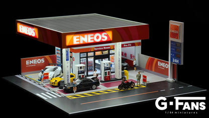 G-Fans 1:64 ENEOS Gas Station Building Scene Model LED Light Diorama