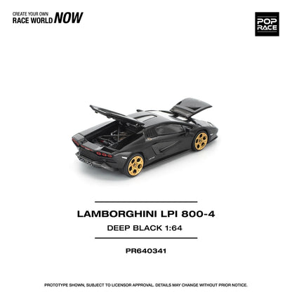 Pop Race 1:64 Lamborghini Countach LPI 800-4 Deep Black Opening Front and Rear Detailed Engine (PR640341)
