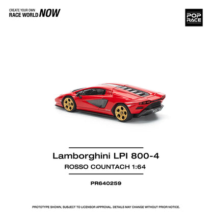 Pop Race 1:64 Lamborghini Countach LPI 800-4 Rosso Red Opening Front and Rear Detailed Engine (PR640259)