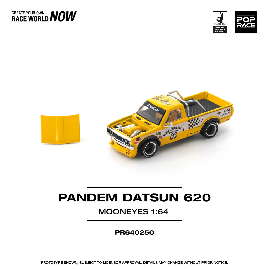 Pop Race 1/64 PANDEM Datsun 620 Pick Up Truck Mooneyes Openable Front Hood Detailed Engine (PR640250)