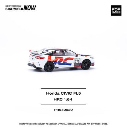 Pop Race 1:64 Honda CIVIC Type-R FL5 White HRC Opening Front Hood Detailed Engine (PR640030)