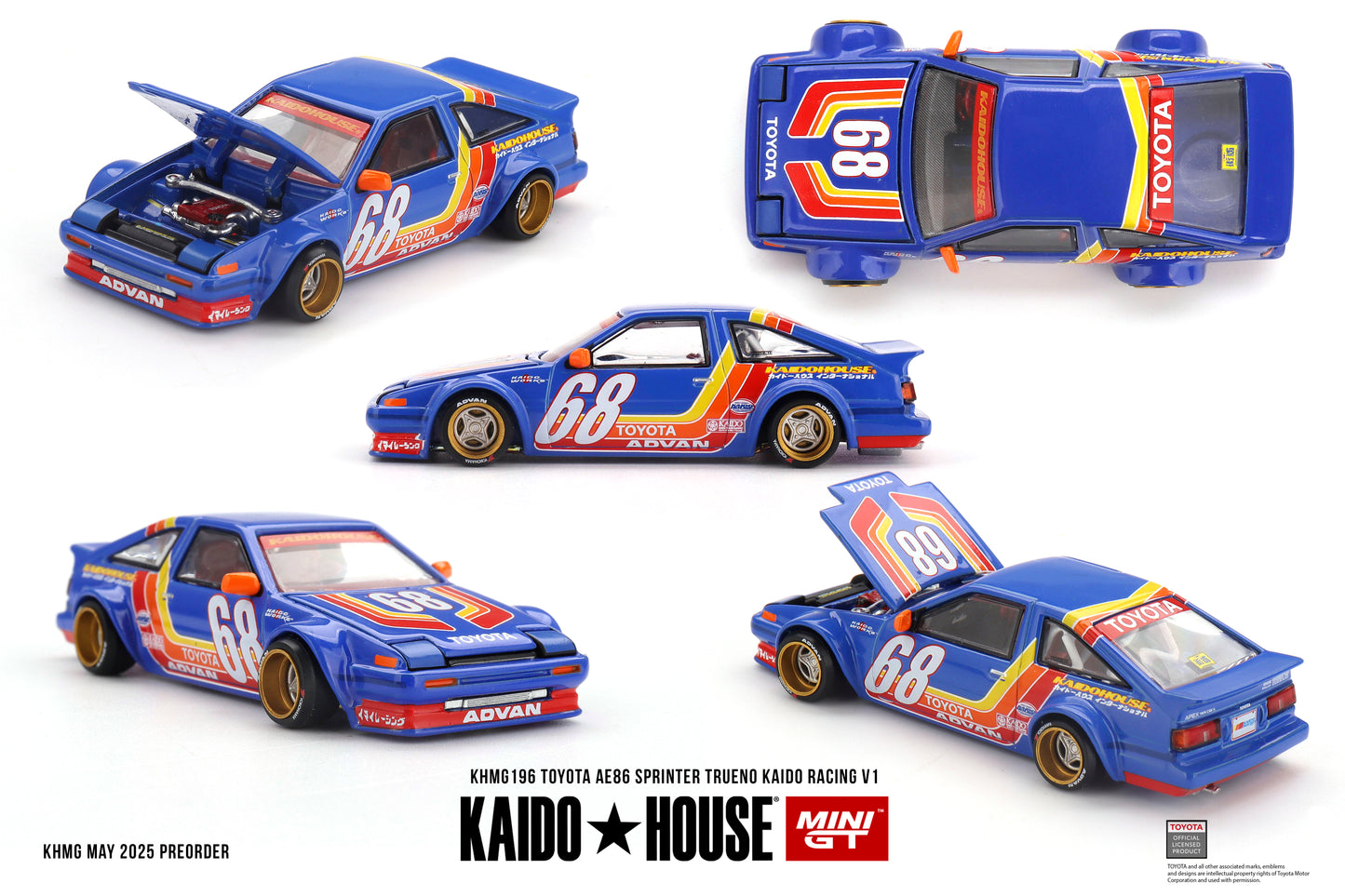 Mini GT 1:64 Toyota AE86 Sprinter Trueno Kaido Racing V1 Kaidohouse (KHMG196)