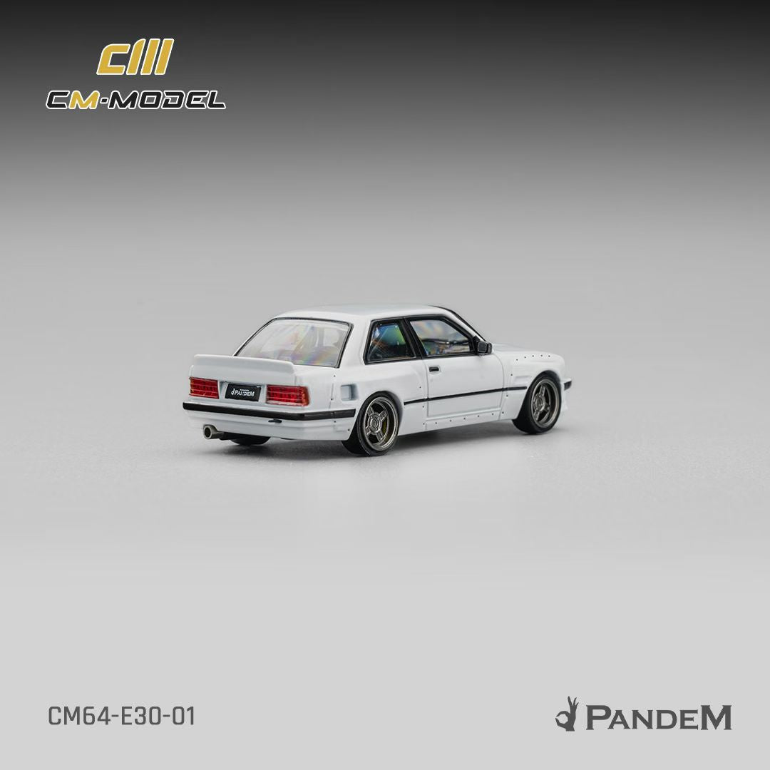 CM Model 1:64 M3 Mk1 E30 Sedan Pandem Rocket Bunny Pearl White with Extra Wheel-Set