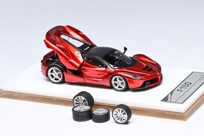 Street Buster 1:64 LaFerrari F150 Coupe Hard Top Rosso Maranello Metallic Red Openable Rear Hood Detailed Engine with Extra Wheel-Set