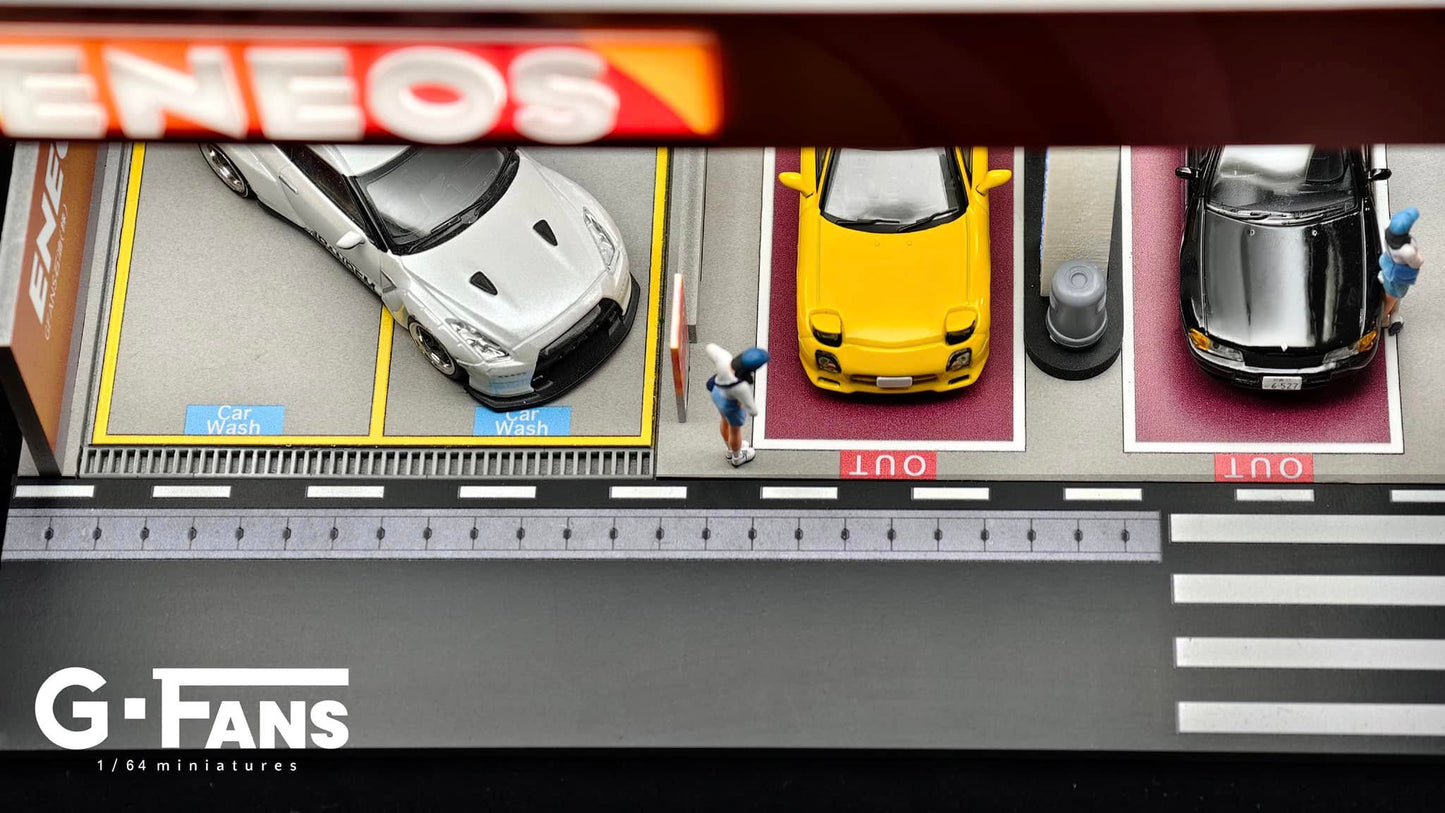 G-Fans 1:64 ENEOS Gas Station Building Scene Model LED Light Diorama