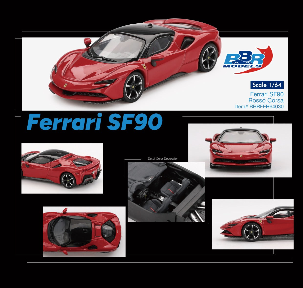 BBR 1:64 Ferrari SF90 Rosso Corsa (BBRFER64030)
