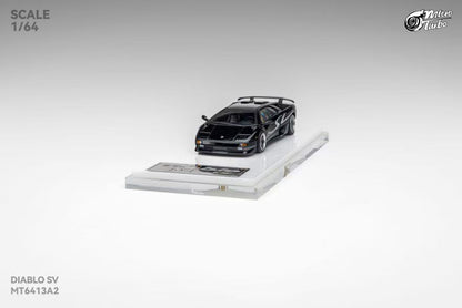 Micro Turbo 1:64 Diablo SV Metallic Black (Foldable Pop Up Head Lights + Opening Hood + Engine Part + Exhaust Details + Attachment)