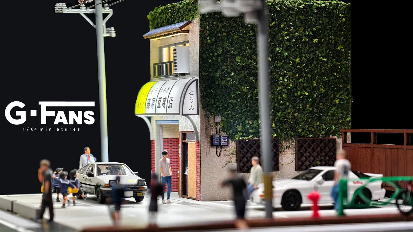G-Fans 1:64 Fujiwara Tofu Store Initial D Architectural Scene Model LED Light Diorama