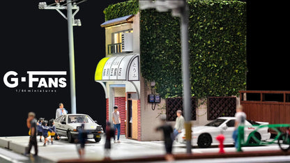 G-Fans 1:64 Fujiwara Tofu Store Initial D Architectural Scene Model LED Light Diorama