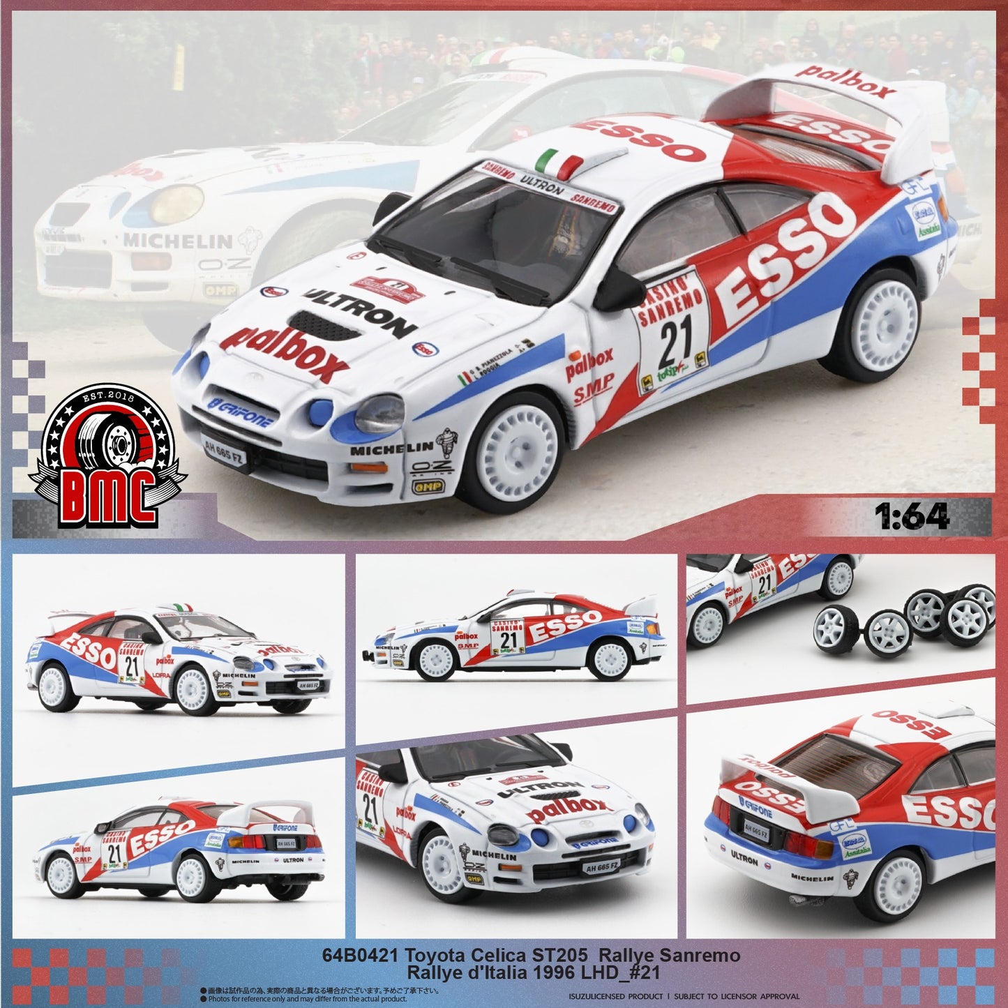 BM Creations 1:64 Toyota Celica ST205 -Rallye Sanremo -Rallye d‘Italia 1996