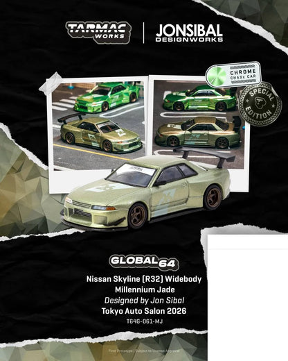 Tarmac Works 1/64 Nissan Skyline (R32) Widebody Millennium Jade - Designed by Jon Sibal - Tokyo Auto Salon 2026 Special Edition - Tarmac Works GLOBAL64