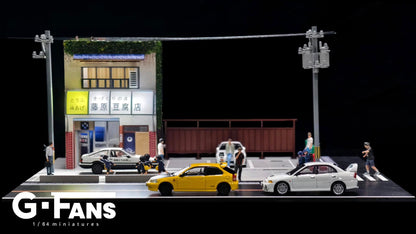G-Fans 1:64 Fujiwara Tofu Store Initial D Architectural Scene Model LED Light Diorama