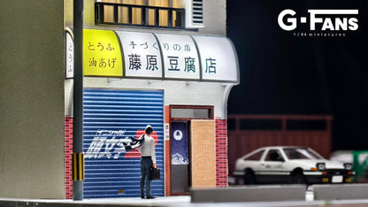 G-Fans 1:64 Fujiwara Tofu Store Initial D Architectural Scene Model LED Light Diorama