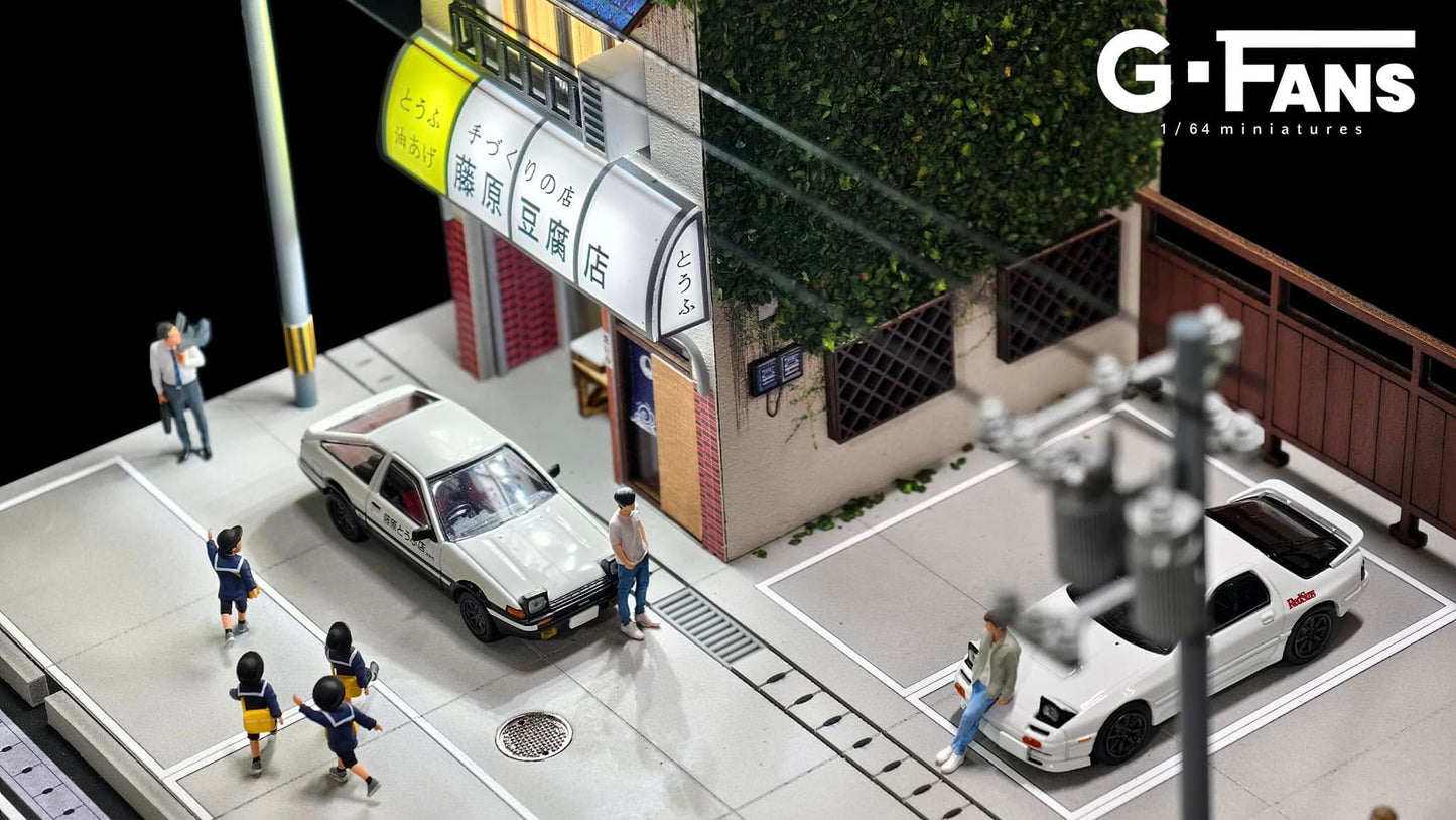 G-Fans 1:64 Fujiwara Tofu Store Initial D Architectural Scene Model LED Light Diorama