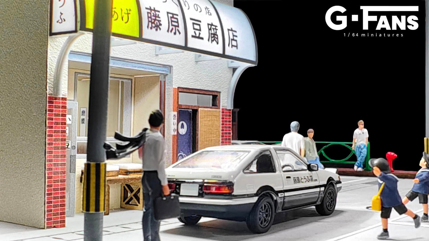 G-Fans 1:64 Fujiwara Tofu Store Initial D Architectural Scene Model LED Light Diorama
