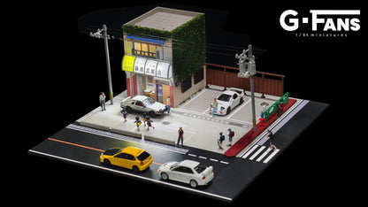 G-Fans 1:64 Fujiwara Tofu Store Initial D Architectural Scene Model LED Light Diorama