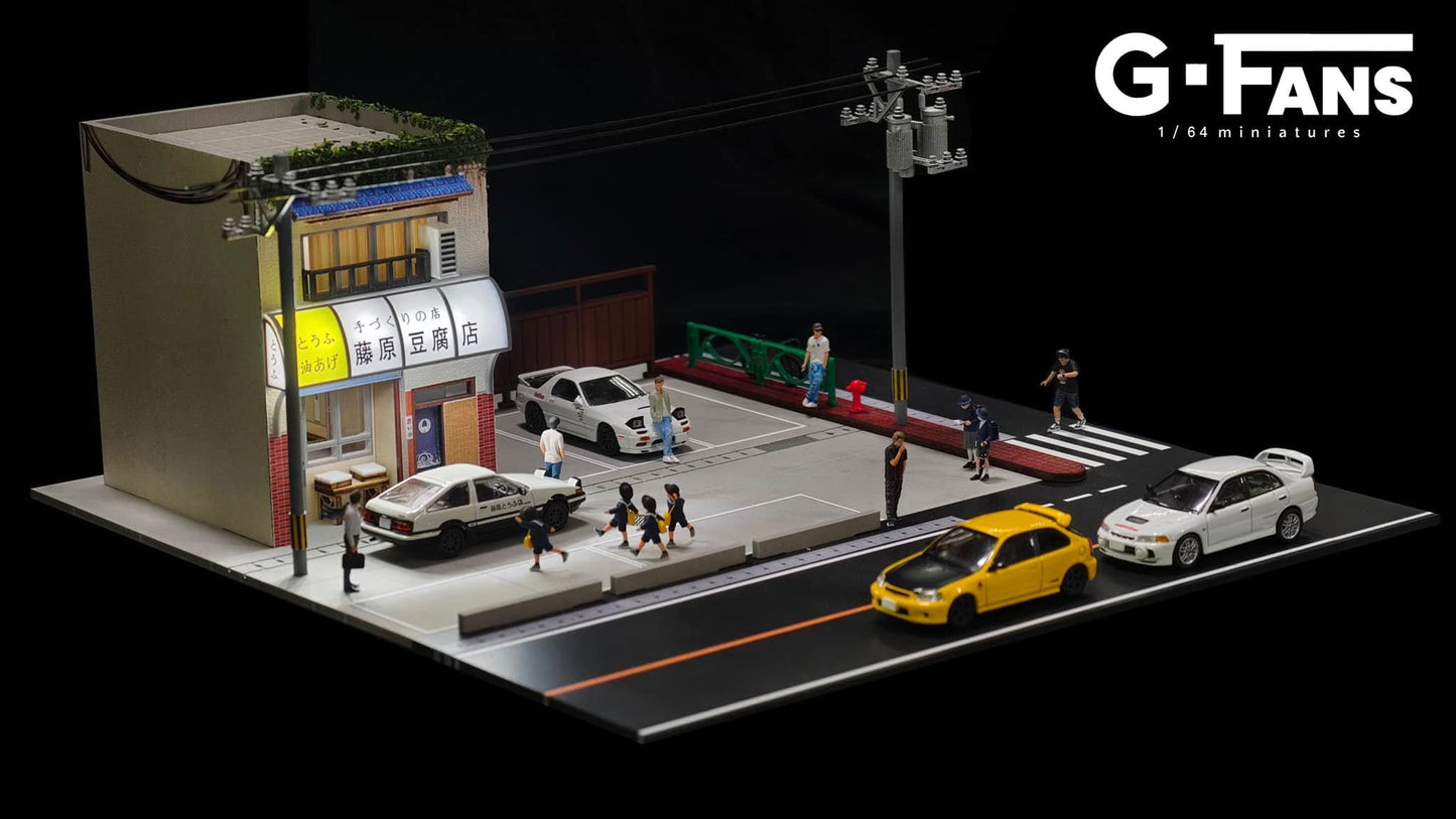 G-Fans 1:64 Fujiwara Tofu Store Initial D Architectural Scene Model LED Light Diorama