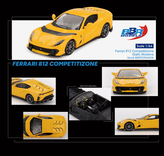 BBR 1:64 Ferrari 812 Competizone Giallo Modena (BBRFER64008)