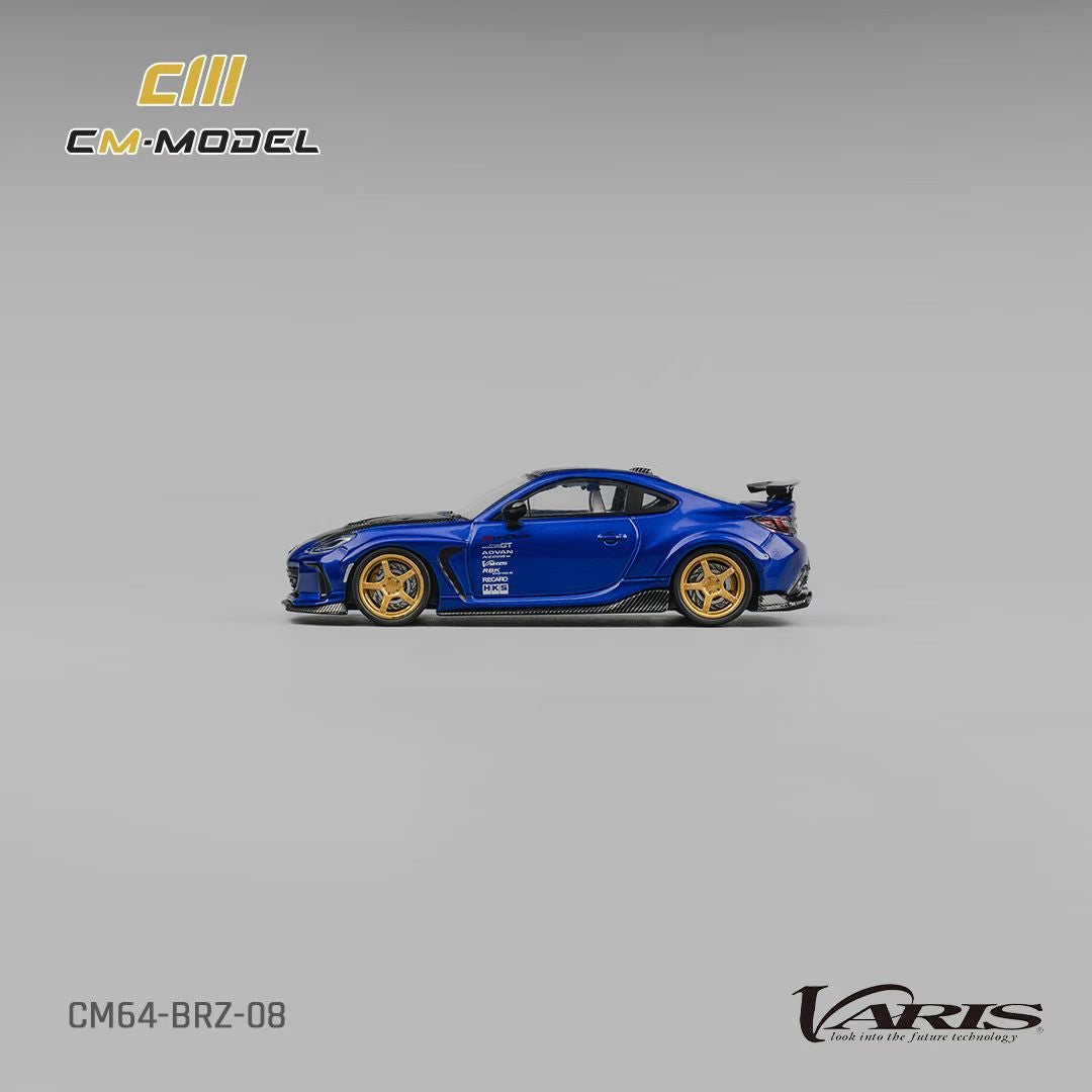 CM Model 1:64 Subaru BRZ Mk2 ZD8 Varis Arising-1 Metallic Blue with Extra Wheel-Set