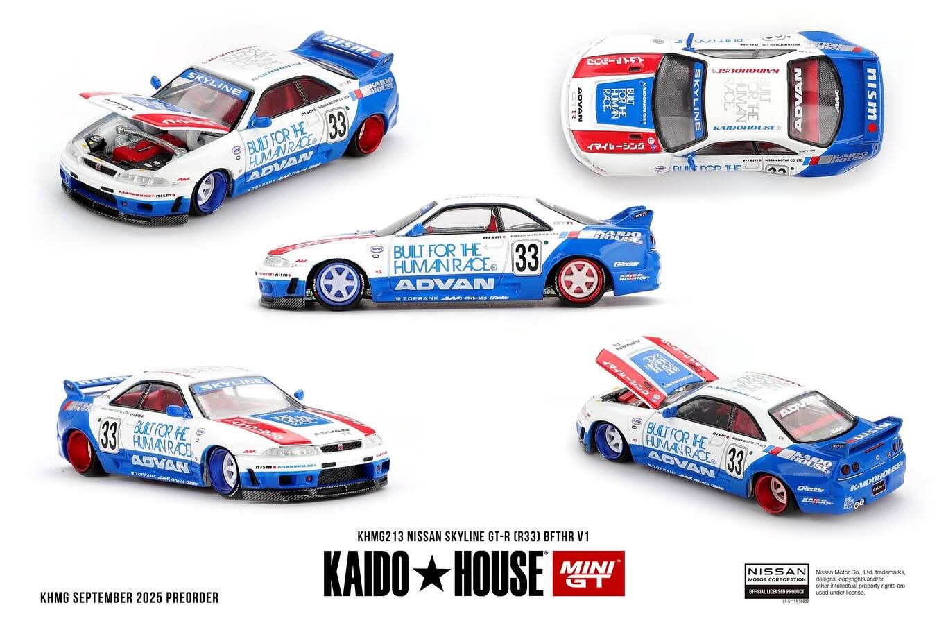 Mini GT x KAIDOHOUSE 1:64 Nissan Skyline GT-R (R33) BFTHR V1 (KHMG213)