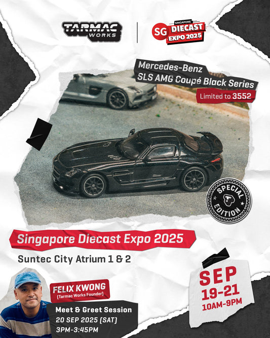 Tarmac Works 1/64 Mercedes-Benz SLS AMG Coupé Black Series Black Metallic - Singapore Special Edition - GLOBAL64