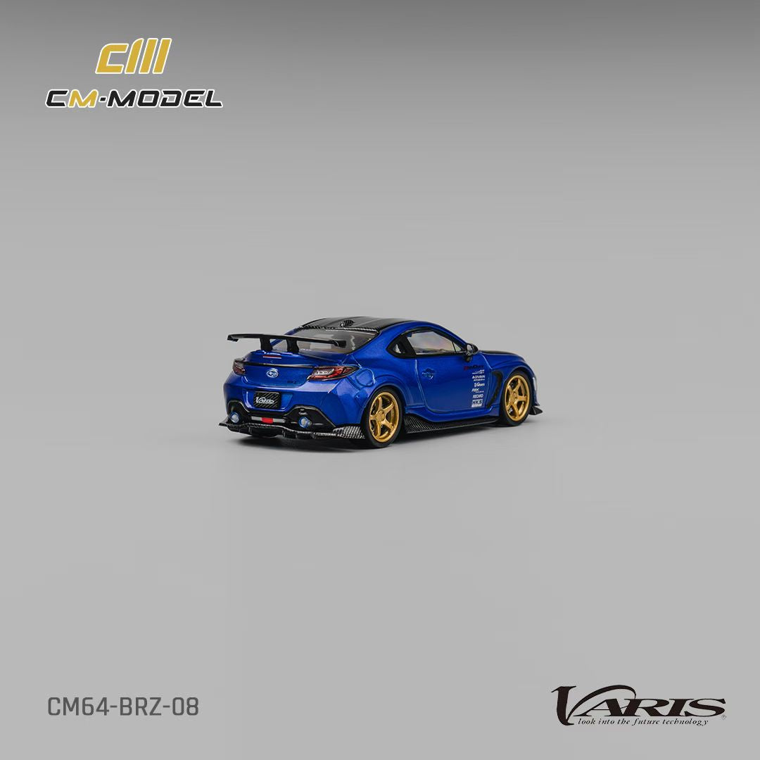 CM Model 1:64 Subaru BRZ Mk2 ZD8 Varis Arising-1 Metallic Blue with Extra Wheel-Set