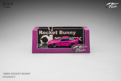 Micro Turbo 1:64 Nissan Silvia S13 180SX Pandem Rocket Bunny Rose Red Folding Lights Detailed Engine Limited 999 Pieces