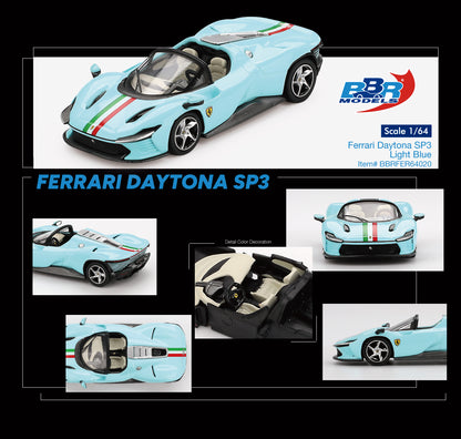 BBR 1:64 Ferrari Daytona SP3 Light Blue Official Licensed (BBRFER64020)