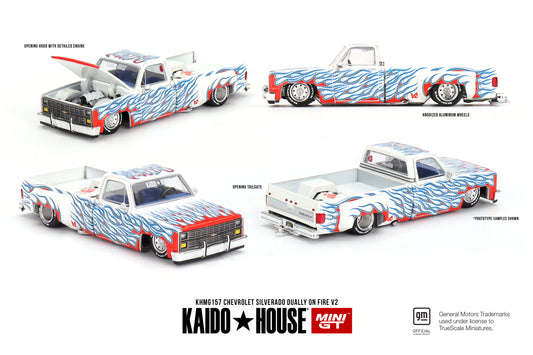 Mini GT 1:64 Chevrolet Silverado Dually on Fire V2 Kaidohouse (KHMG157)