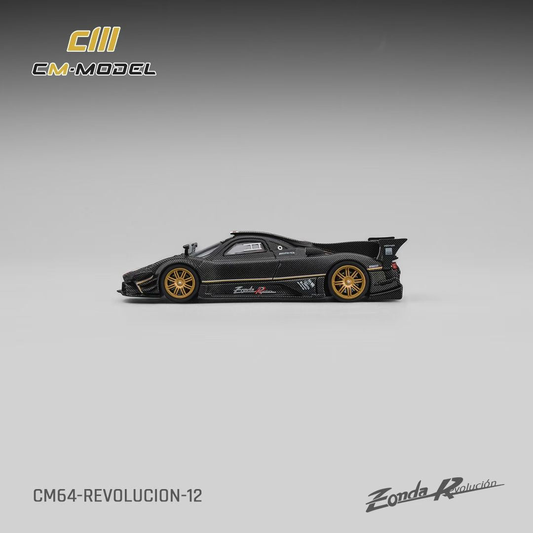 CM Model 1:64 Pagani Zonda R Evolucion Track Version Black Dry Carbon with Extra Wheel-Set Pagani Official Licensed
