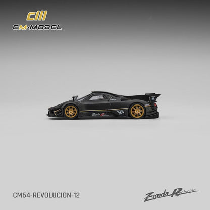 CM Model 1:64 Pagani Zonda R Evolucion Track Version Black Dry Carbon with Extra Wheel-Set Pagani Official Licensed