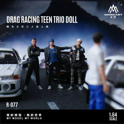MoreArt 1:64 Drag Racing Teen Trio Initial D Movie Version Doll Set (3 Figures Set)