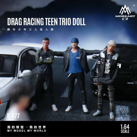 MoreArt 1:64 Drag Racing Teen Trio Initial D Movie Version Doll Set (3 Figures Set)