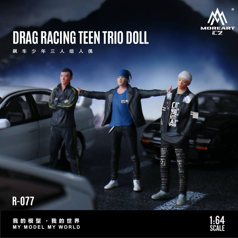 MoreArt 1:64 Drag Racing Teen Trio Initial D Movie Version Doll Set (3 Figures Set)